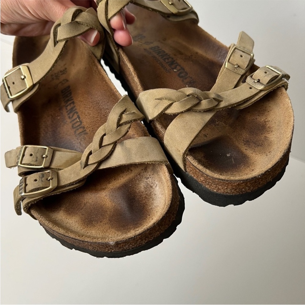 Birkenstock Franca Braided Tan Leather Oiled Sandals Size 39 8-8.5 - Picture 2 of 7